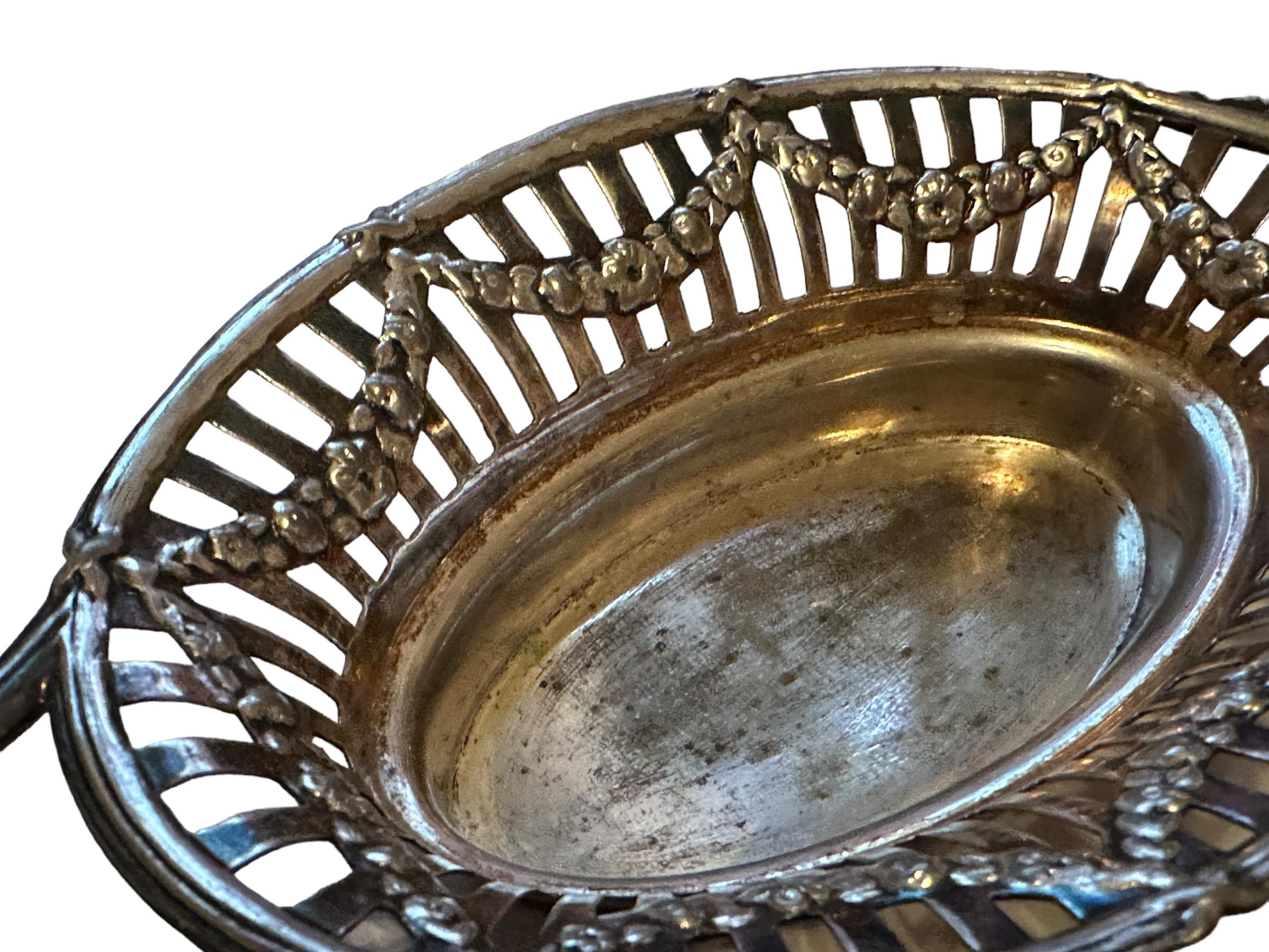 Vintage Silver Plate Candy Dish Basket Tray, 1910s, Germany or Austria For Sale 1