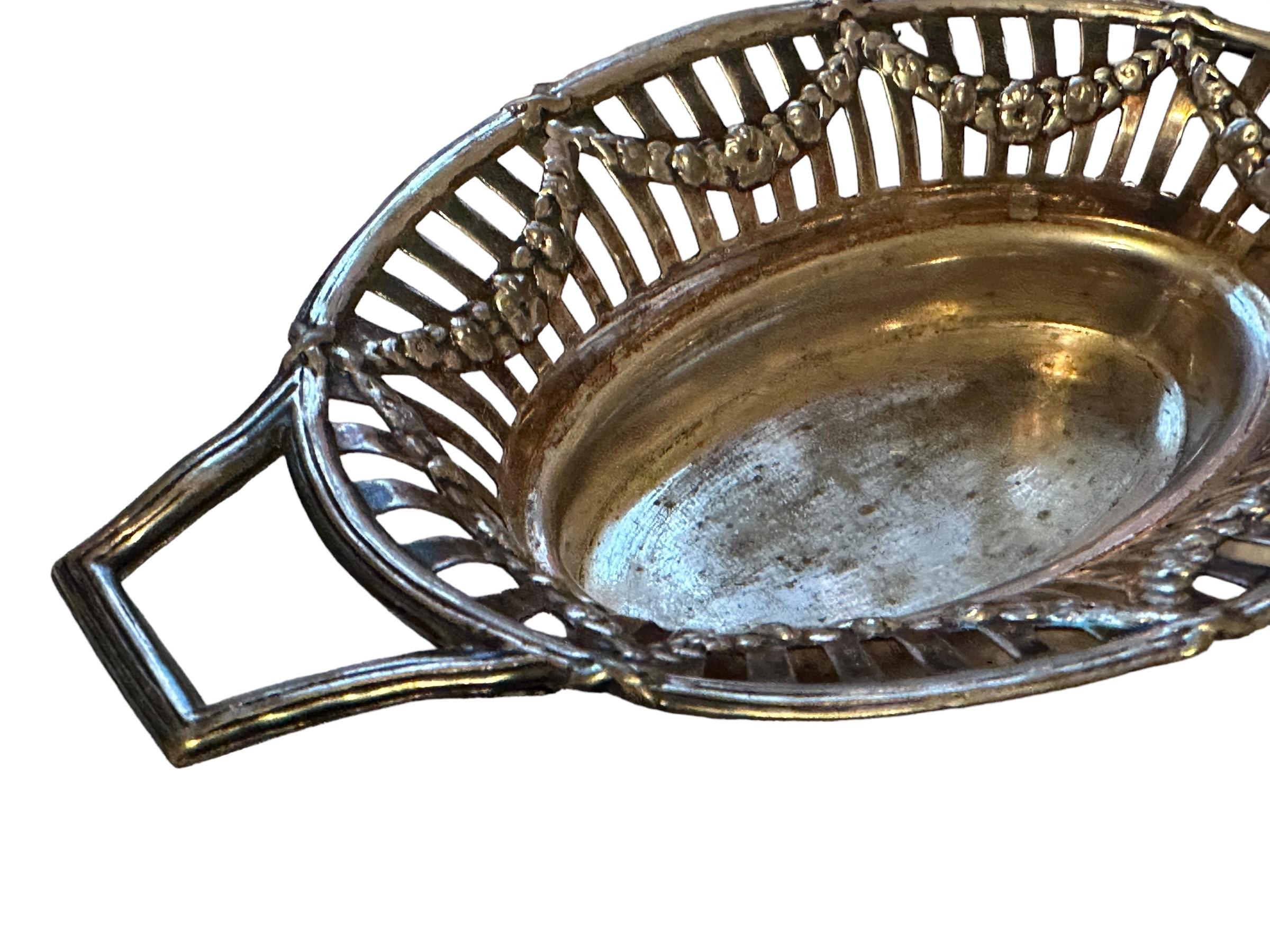 Vintage Silver Plate Candy Dish Basket Tray, 1910s, Germany or Austria For Sale 2