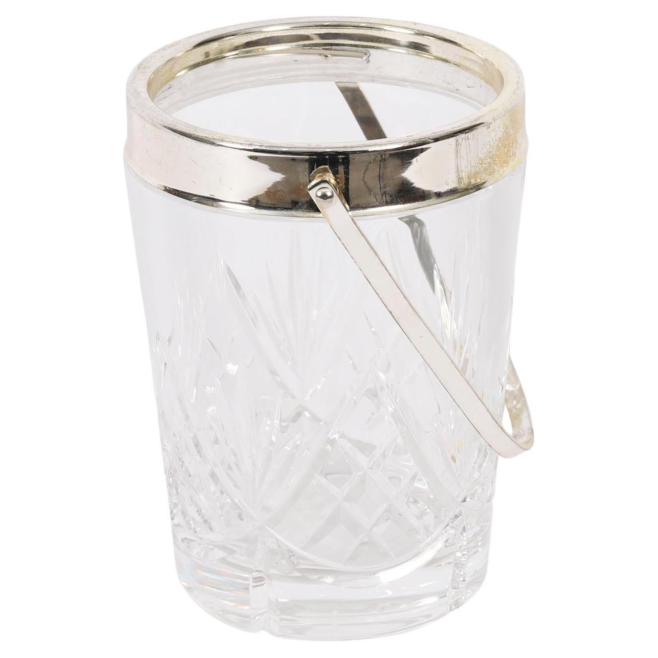 Vintage Silver Plate & Kristall Eiskübel Eimer Mitte des 20.