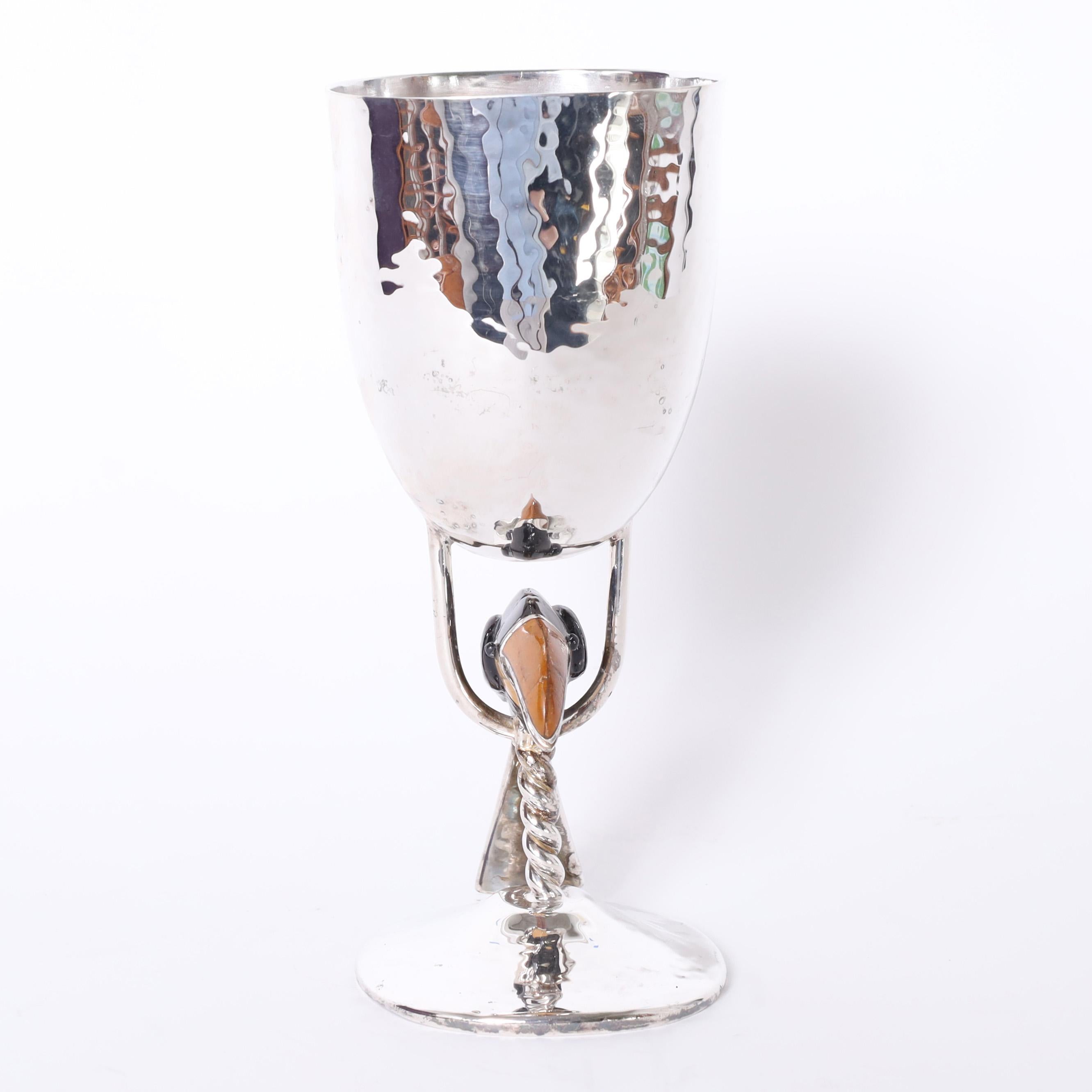Mid-Century Modern Vintage Silver Plate Cup or Chalice by Emilia Castillo