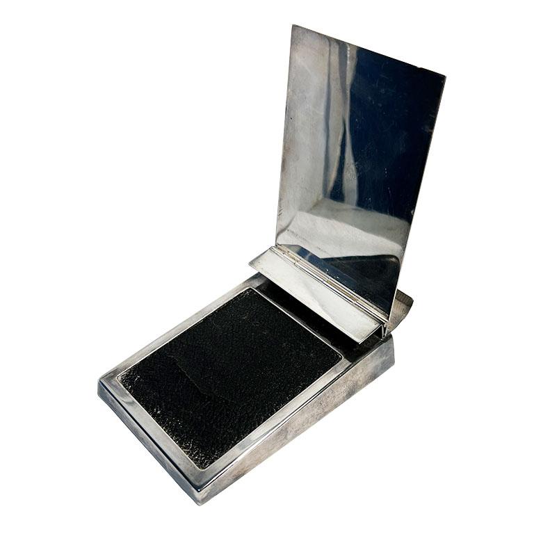 Mid-Century Modern Vintage Silver Plate Engraved and Monogrammed Notepad Holder - England For Sale