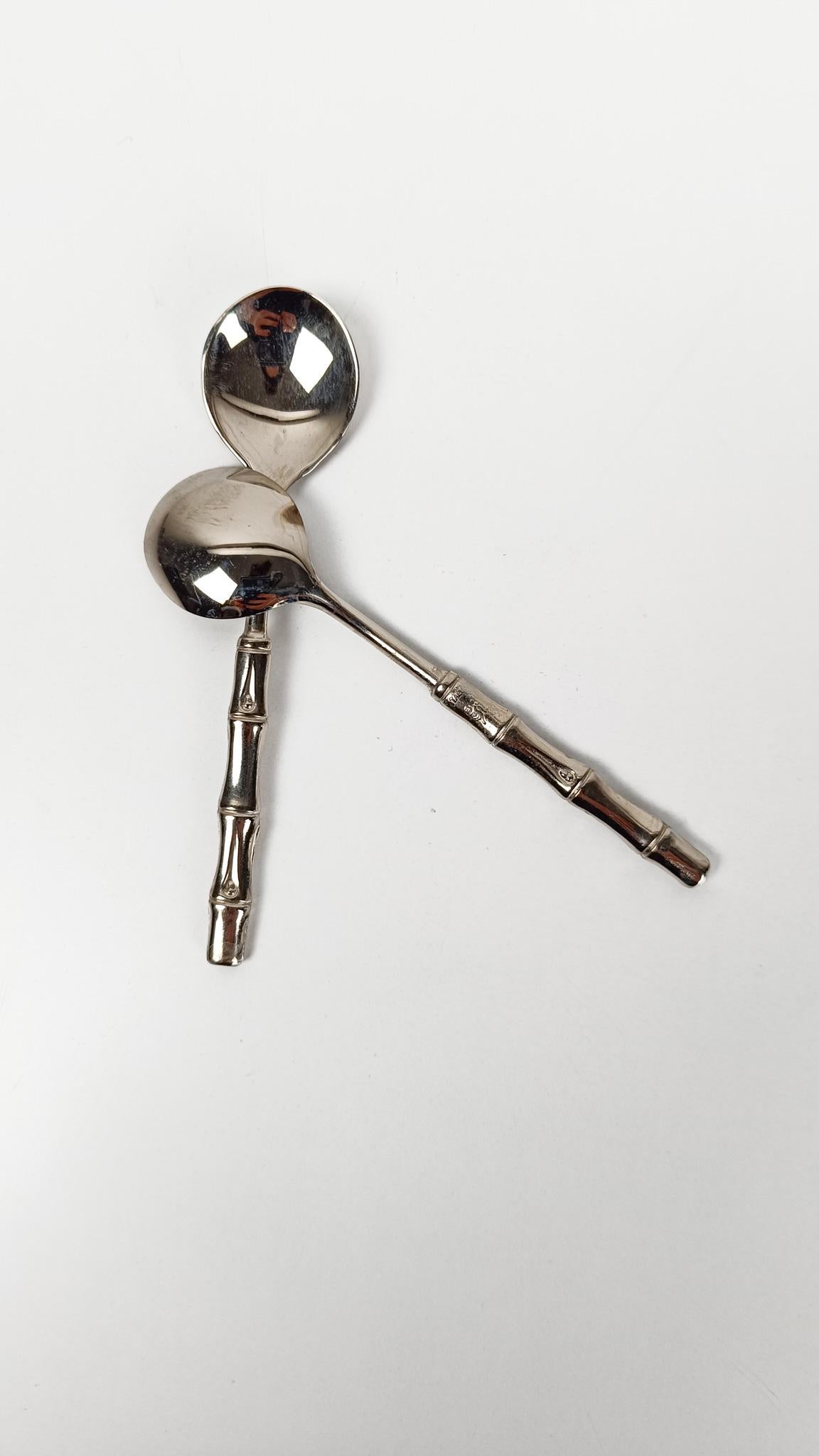 Cuillère à café / cuillère à thé en faux bambou Vintage A Silver Plate dans le style Hollywood Regency en vente 4