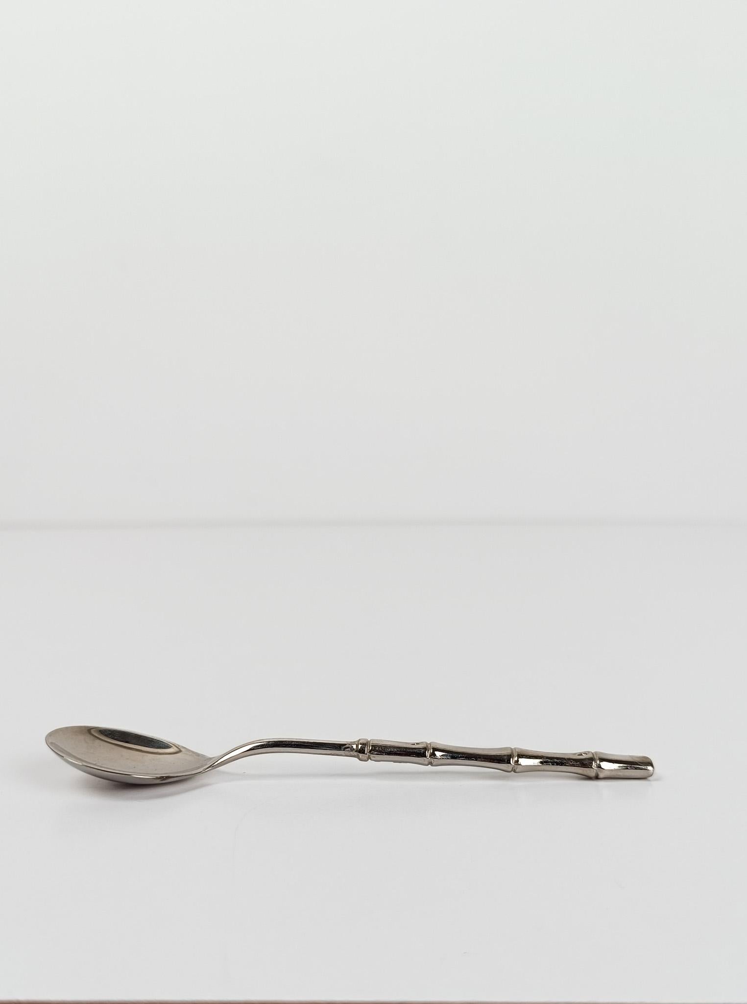 Cuillère à café / cuillère à thé en faux bambou Vintage A Silver Plate dans le style Hollywood Regency en vente 5