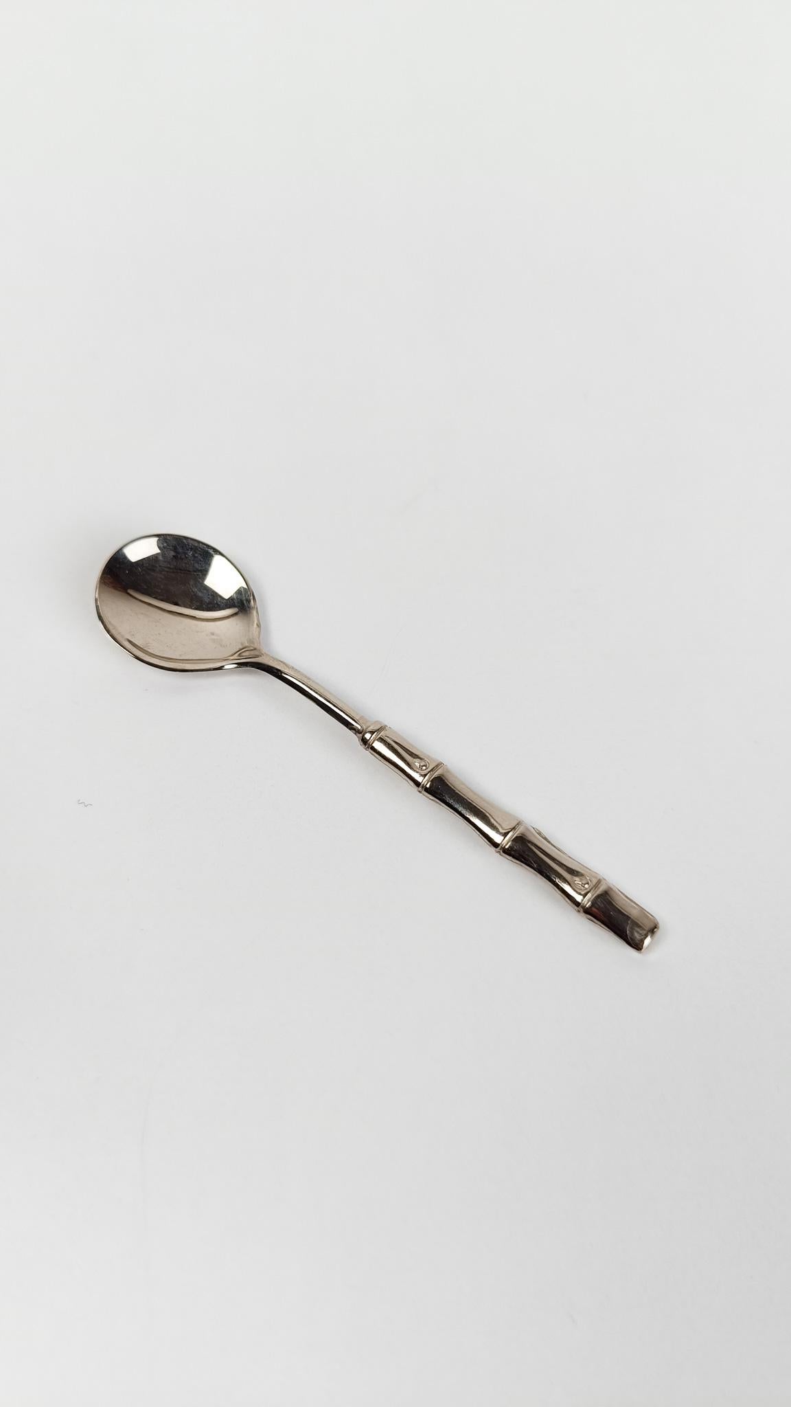 Cuillère à café / cuillère à thé en faux bambou Vintage A Silver Plate dans le style Hollywood Regency en vente 6