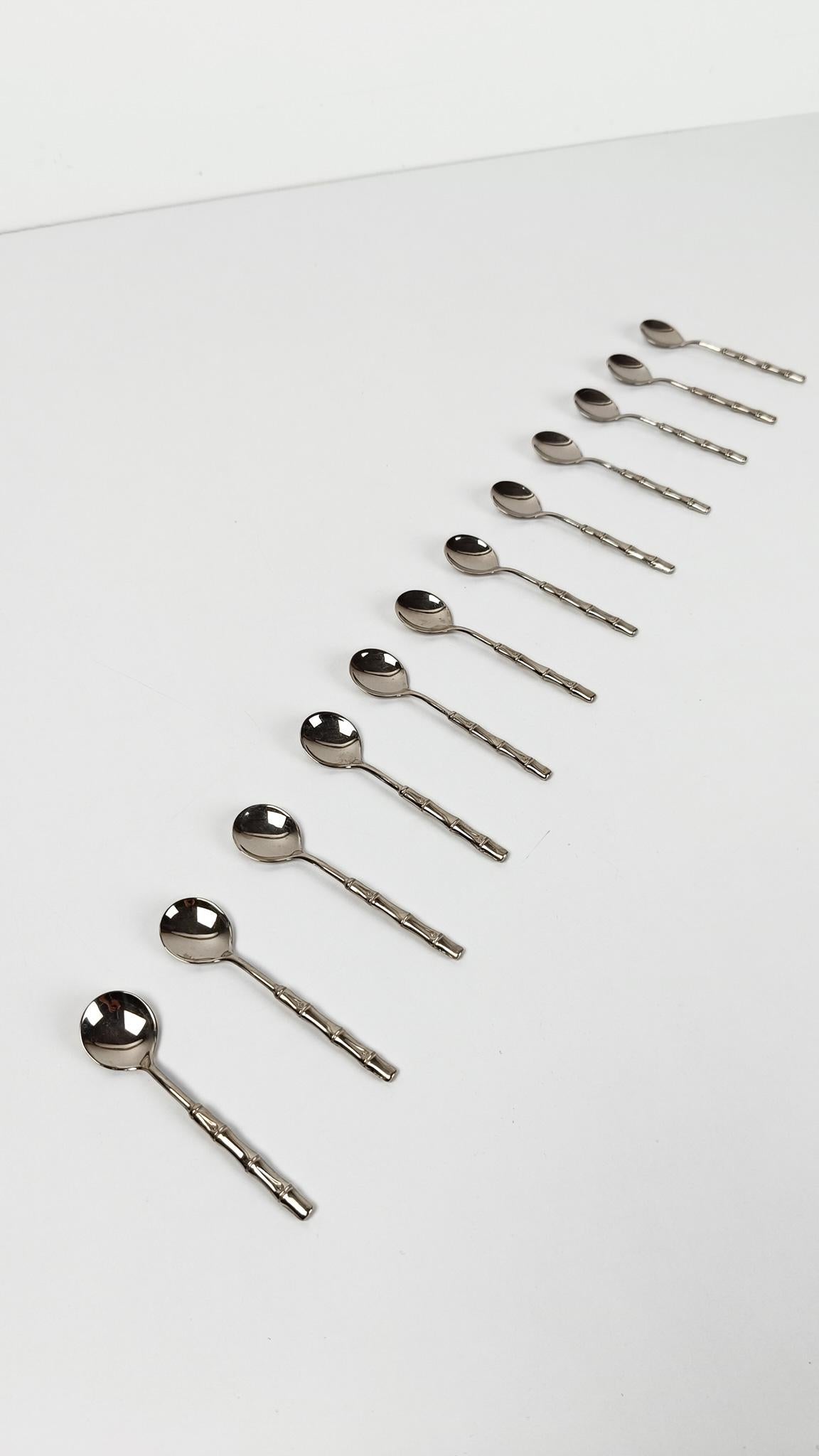 Cuillère à café / cuillère à thé en faux bambou Vintage A Silver Plate dans le style Hollywood Regency en vente 7