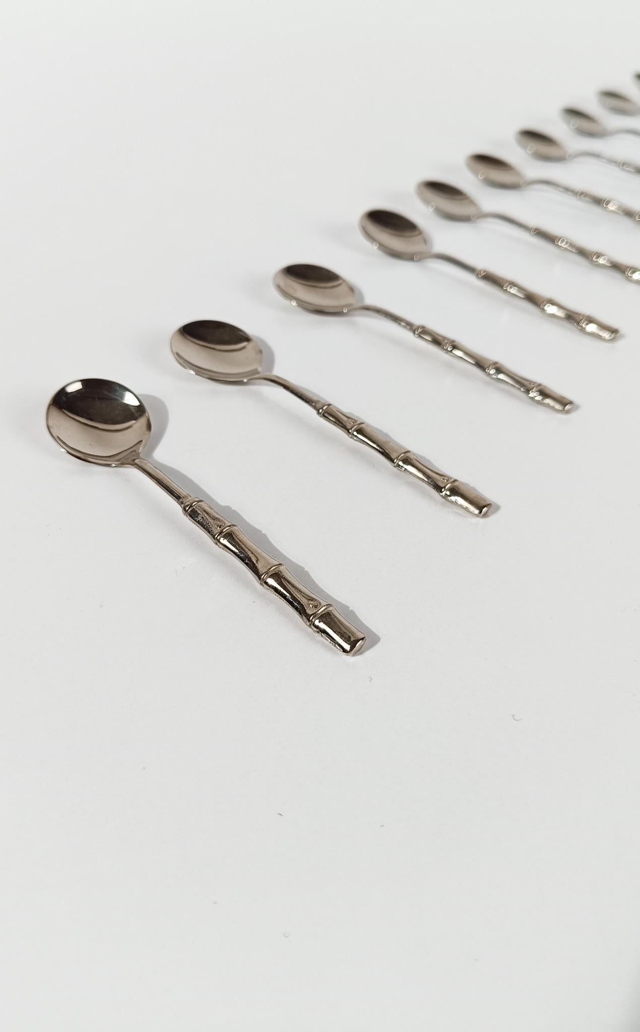 Cuillère à café / cuillère à thé en faux bambou Vintage A Silver Plate dans le style Hollywood Regency en vente 8