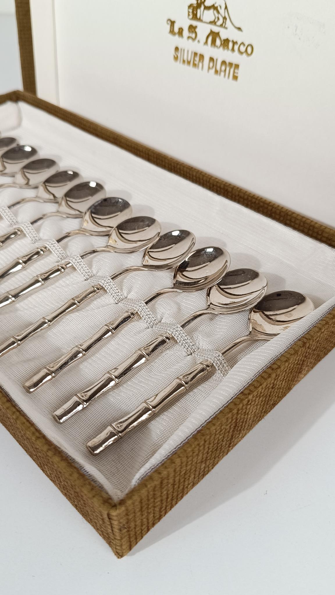 Cuillère à café / cuillère à thé en faux bambou Vintage A Silver Plate dans le style Hollywood Regency en vente 1