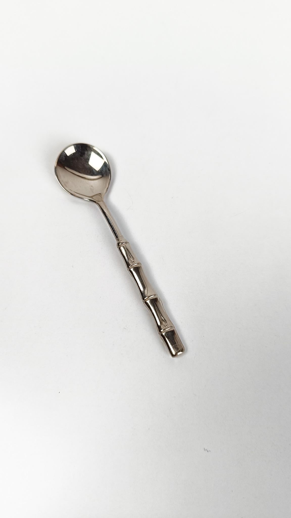 Cuillère à café / cuillère à thé en faux bambou Vintage A Silver Plate dans le style Hollywood Regency en vente 2