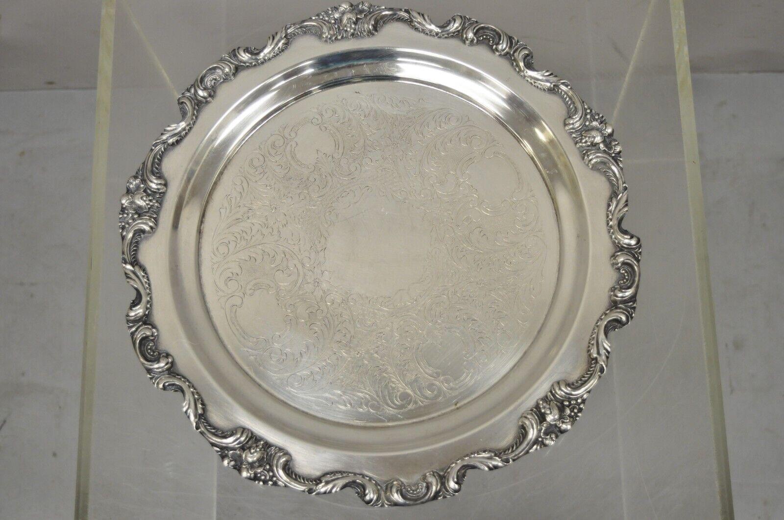Regency Vintage Silver Plate FB Rogers Tea Set Amston Round Serving Tray Platter en vente