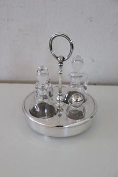 Vintage Silver Plate Fleuron Christofle France Condiment Set, 1970s