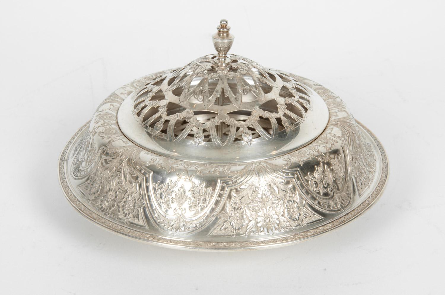 Early 20th Century Vintage Silver Plate Floral Table Centerpiece