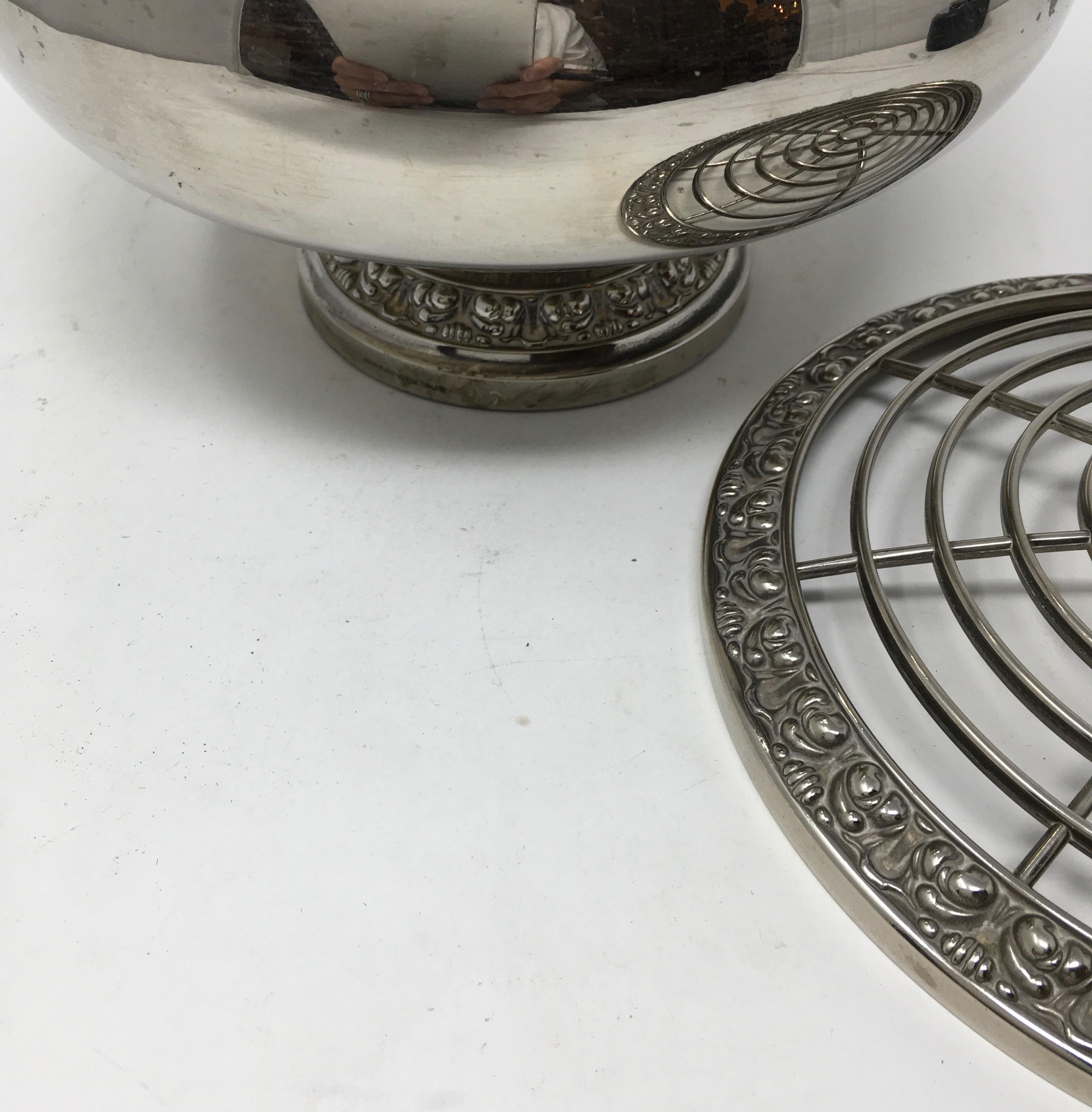 English Vintage Silver Plate Flower Frog, Rose Bowl