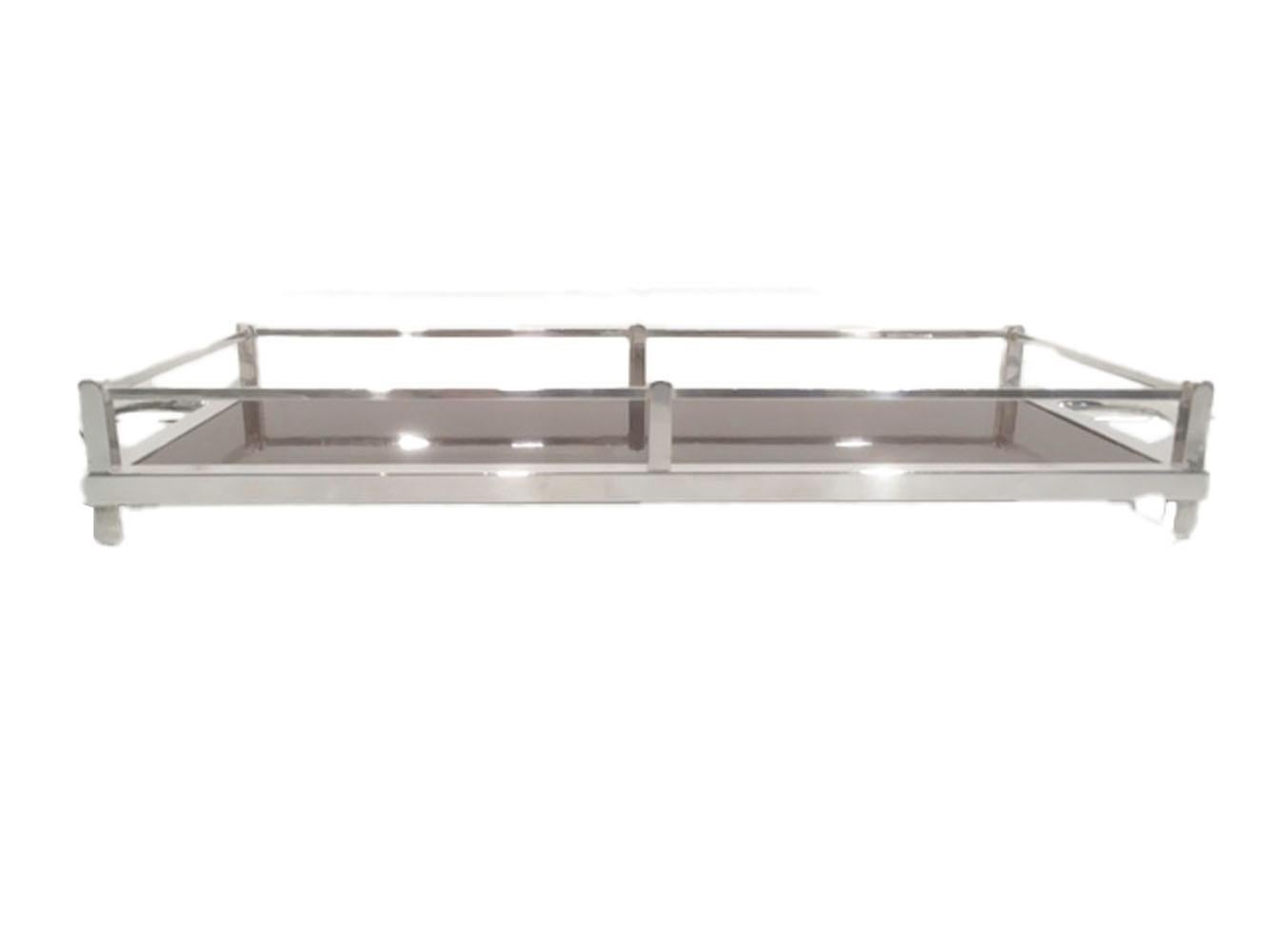 American Vintage Silver-Plate Galleried Serving Tray by Crescent with Surface by Formica
