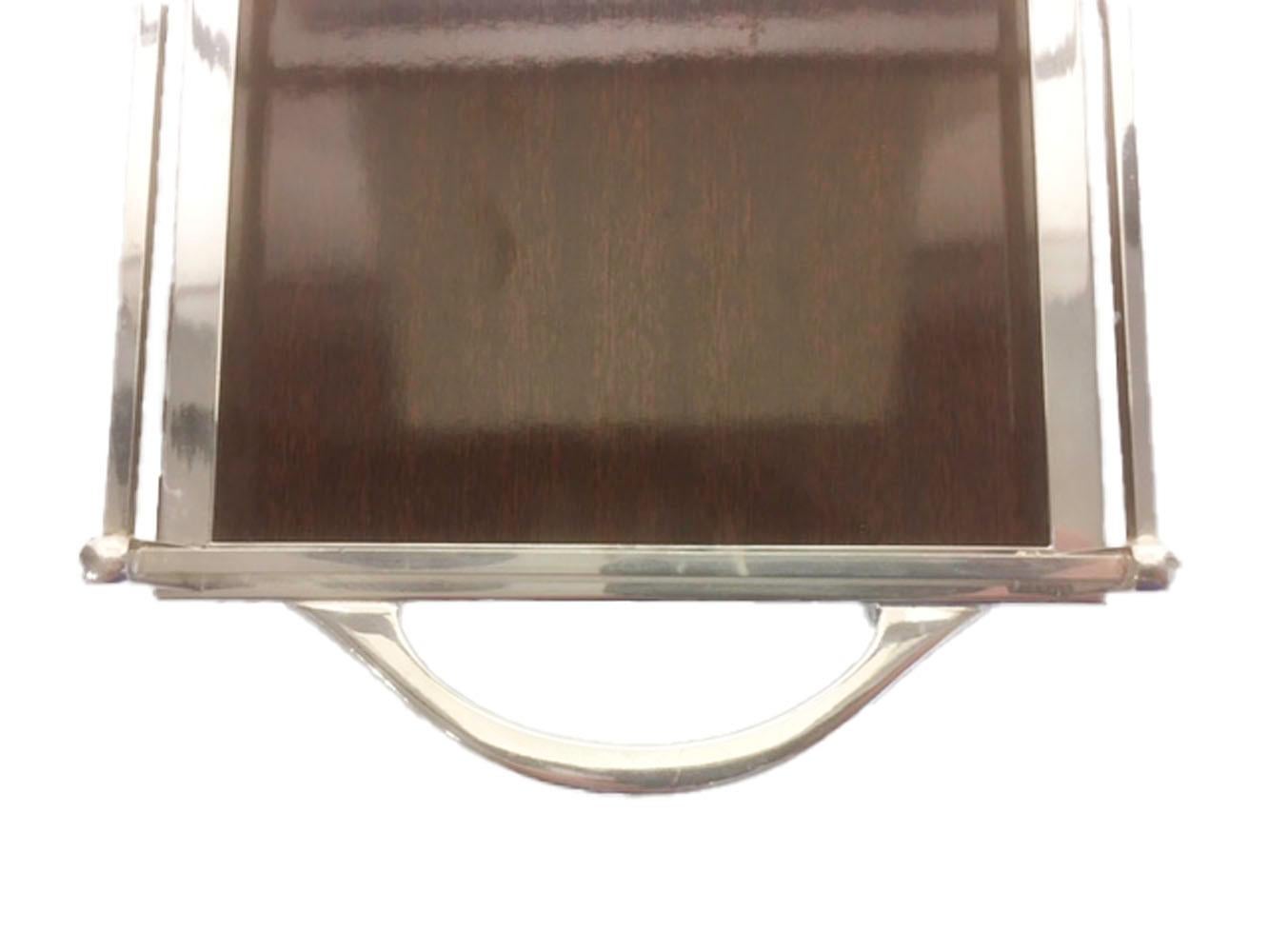 20th Century Vintage Silver-Plate Galleried Serving Tray by Crescent with Surface by Formica