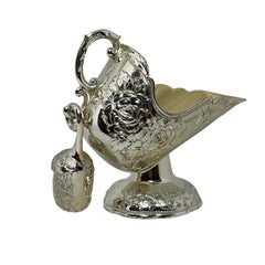 Vintage Silver Plate Gold Wash Sugar Scuttle Scoop Server Pitcher, Sweden