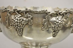 Vintage Silver Plate Grapevine Cluster Punch Bowl Champagne Wine Chiller Bucket
