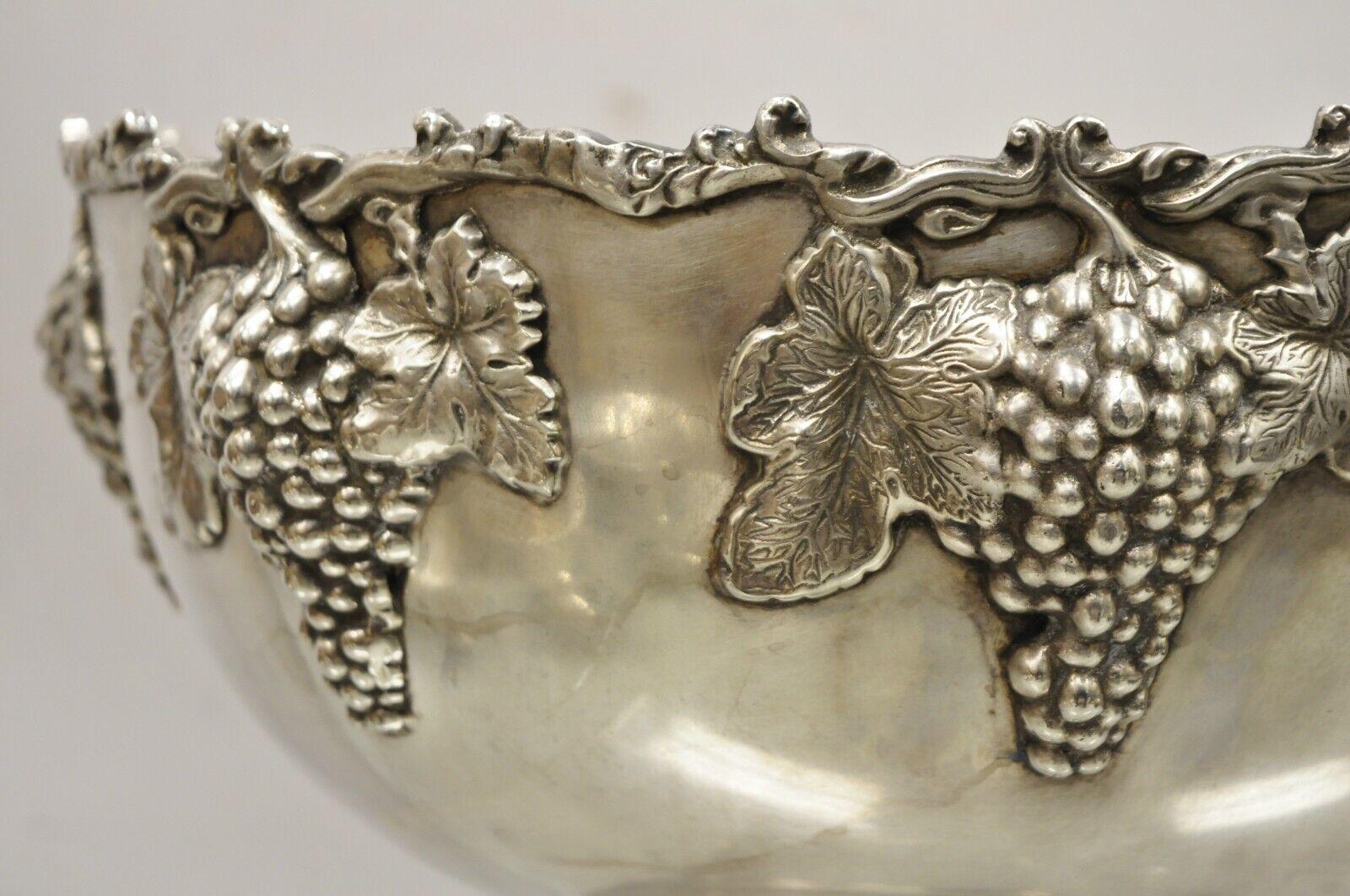 Vintage Silber Platte Weinrebe Cluster Punch Bowle Champagner Wein Kühler Eimer (20. Jahrhundert)