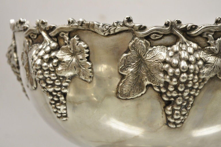 Vintage Silber Platte Weinrebe Cluster Punch Bowle Champagner Wein ...