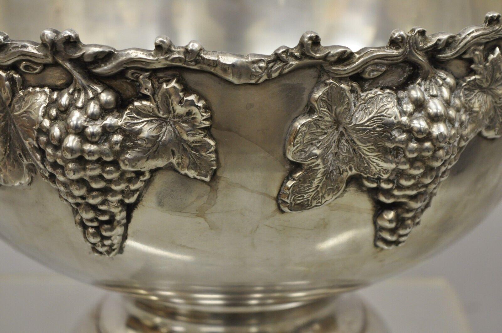Vintage Silber Platte Weinrebe Cluster Punch Bowle Champagner Wein Kühler Eimer (Versilberung)