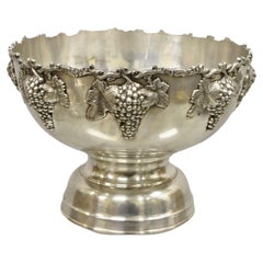 Retro Silver Plate Grapevine Cluster Punch Bowl Champagne Wine Chiller Bucket