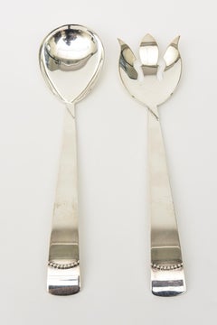 Vintage Silver-Plate Hallmarked Salad Servers or Serving Pieces Pair Of