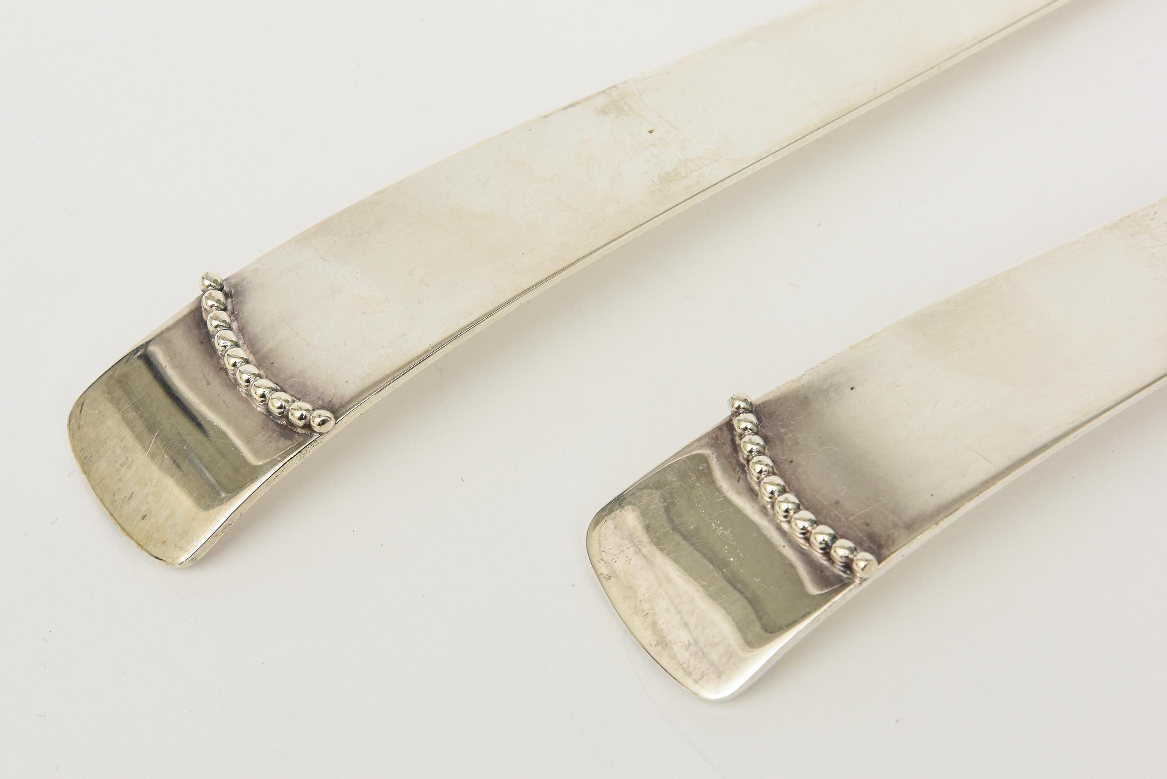 Mid-Century Modern Vintage Silver-Plate Hallmarked Salad Servers or Serving Pieces Pair Of For Sale