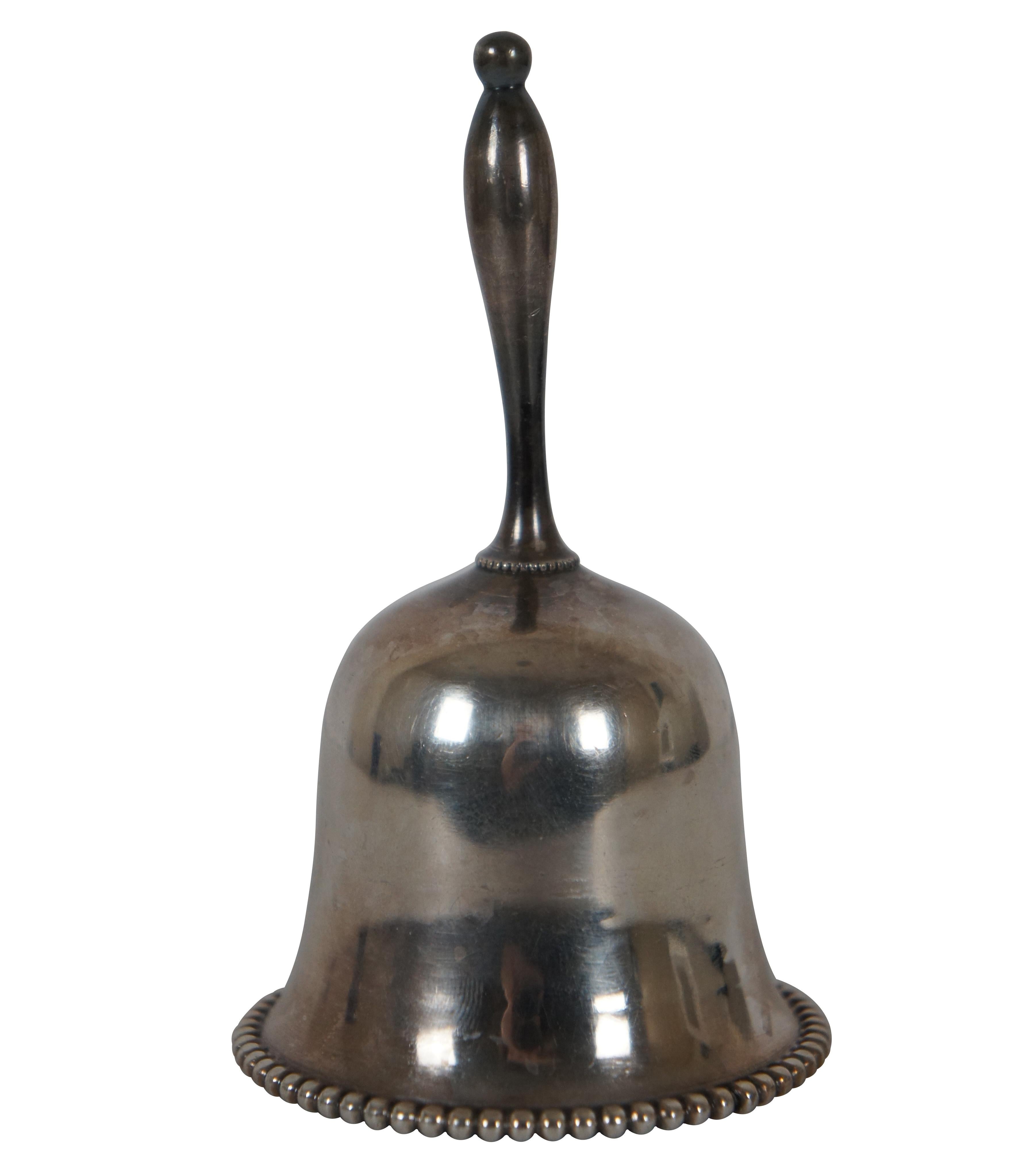 Mid-Century Modern Vintage Silver Plate Hand Bell Dinner Tea Service Bell Beaded Edge