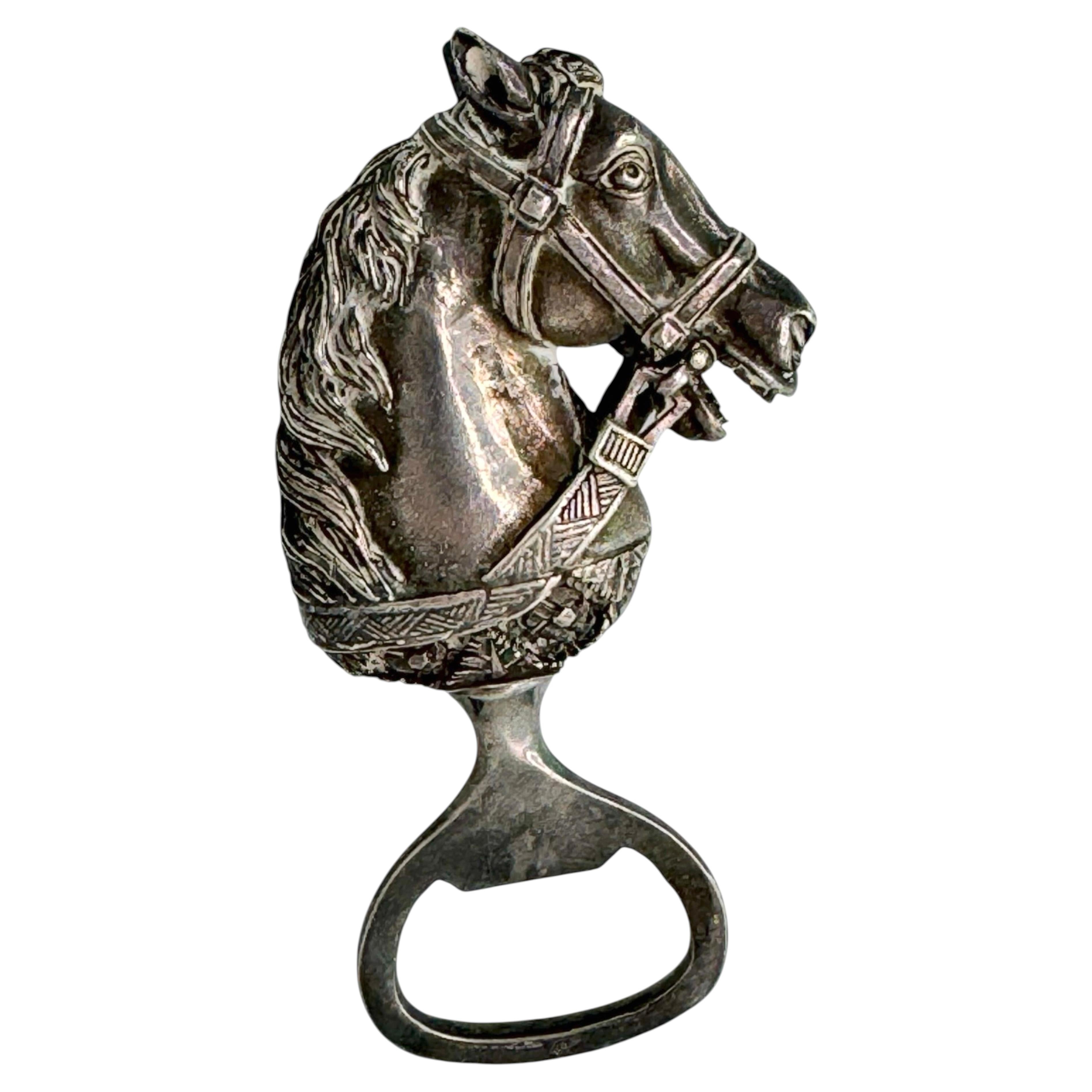 Décapsuleur vintage en métal argenté en forme de tête de cheval – Objets de collection liés à la bière – Accessoires de bar