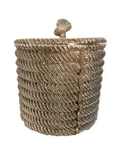 Vintage Silver Plate Ice Bucket Formed as a Coil of Rope by Valenti and Tongs