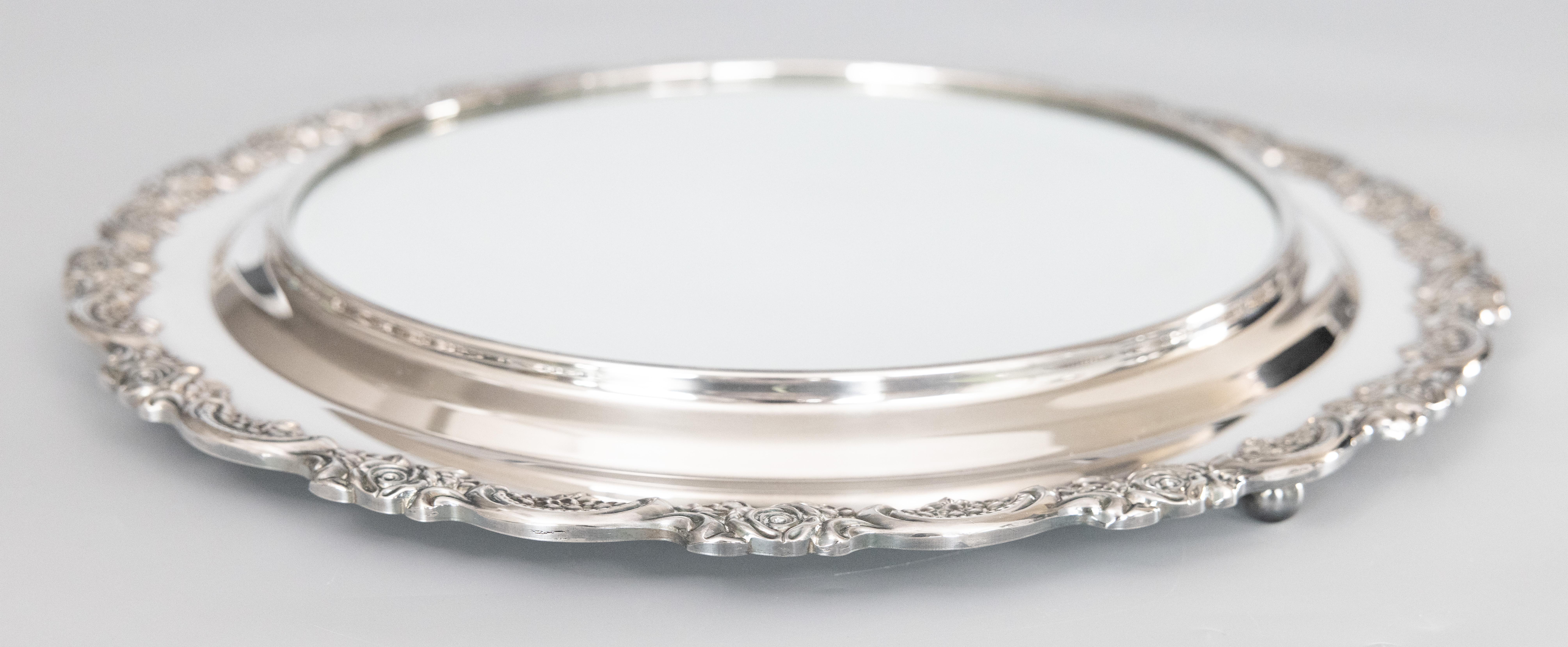 Vintage Silver Plate Mirror Plateau Tray, circa 1950 For Sale 3