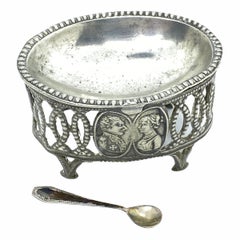 Vintage Silver Plate Open Salt Pot Catchall, 1880s, Germany or Austria