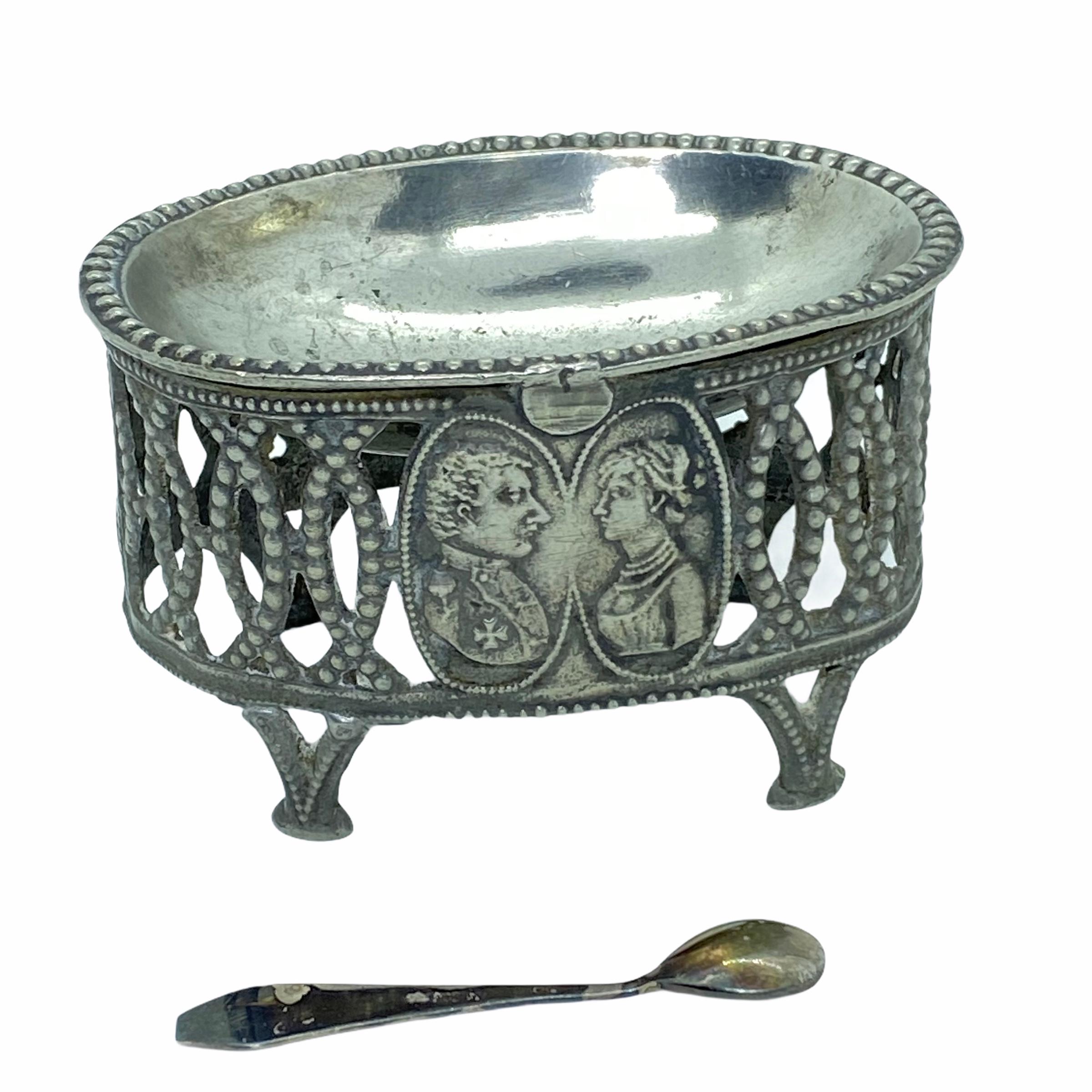 Austrian Vintage Silver Plate Open Salt Pot Catchall, 1880s, Germany or Austria For Sale