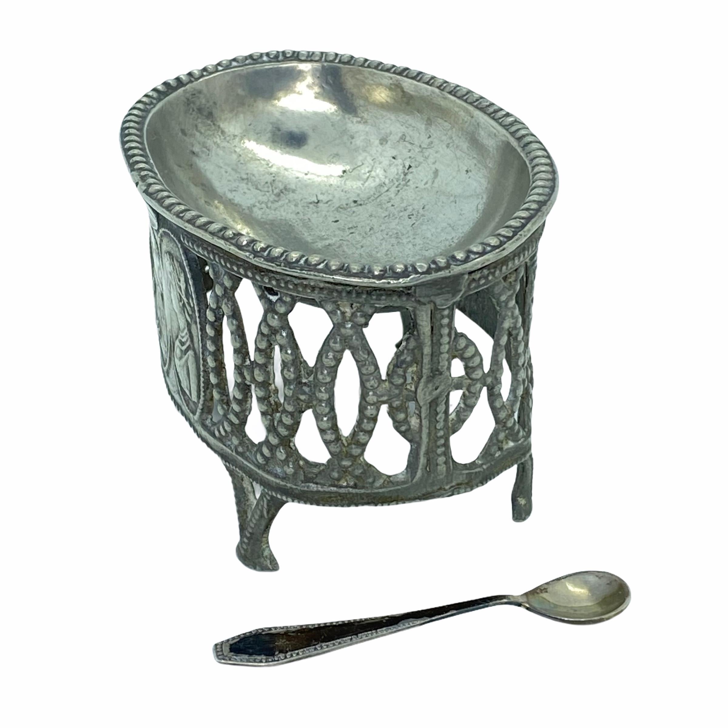 Vintage Silver Plate Open Salt Pot Catchall, 1880s, Germany or Austria In Good Condition For Sale In Nuernberg, DE