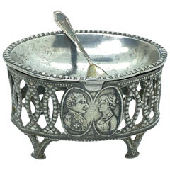 Salero abierto de plata vintage, década de 1880, Alemania o Austria
