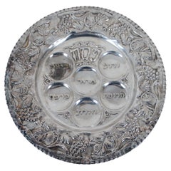 Retro Silver Plate Passover Pesach Seder Plate Judaica Centerpiece 12"