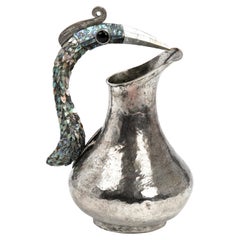 Jarra vintage de plata con asa de pájaro de Los Castillo