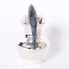 Vintage Silver Plate Pitcher with Parrot by Los Castillo