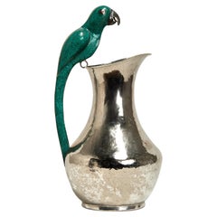 Vintage Silver Plate Pitcher with Parrot Handle by Alfredo Villasana