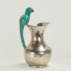 Vintage Silver Plate Pitcher with Parrot Handle