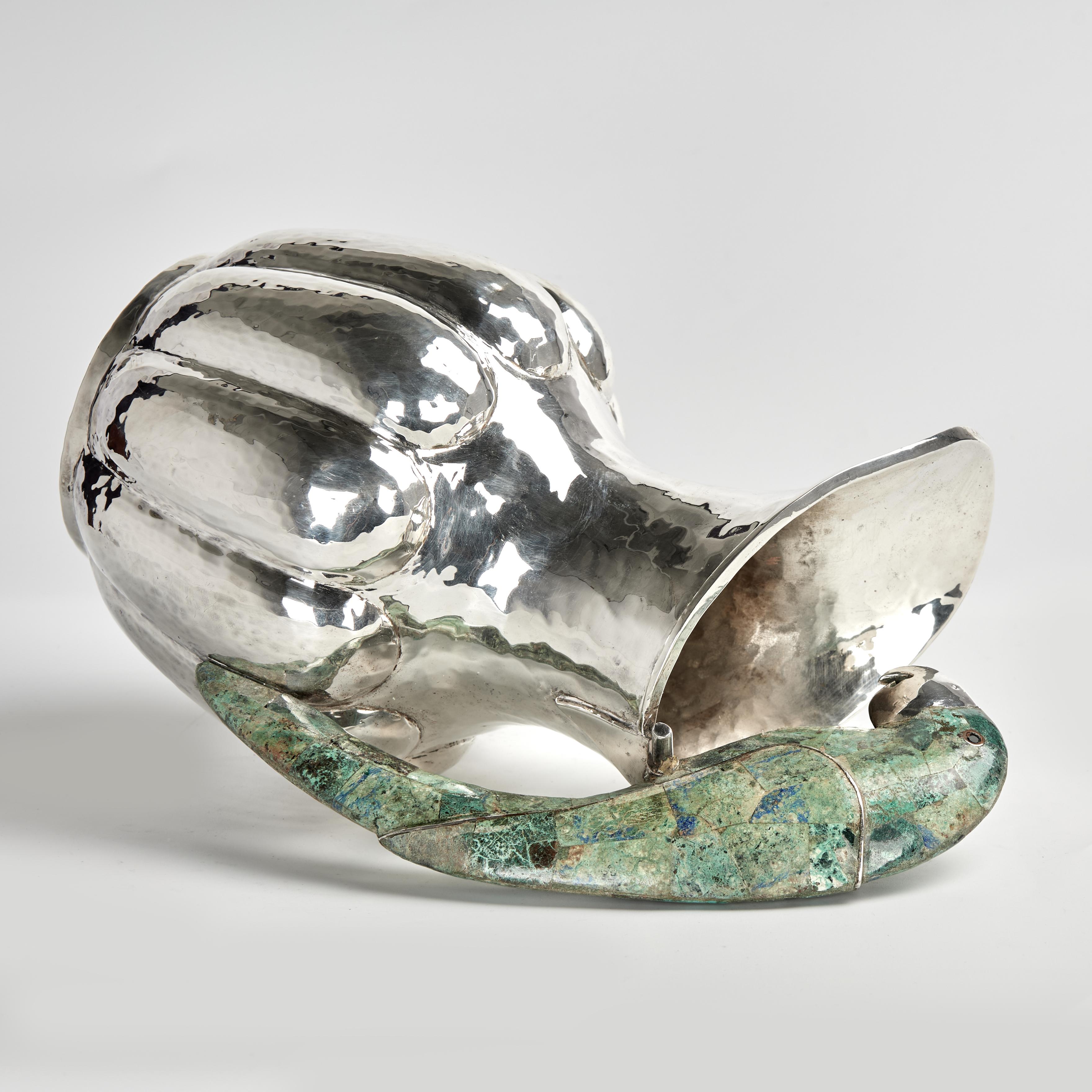 Vintage Silver Plate Pitcher with Parrot Handle (Pichet en métal argenté avec anse en forme de perroquet) en vente 1