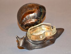 Vintage Silver Plate Snail Salt Dish Spice Dish with Glass Inlay