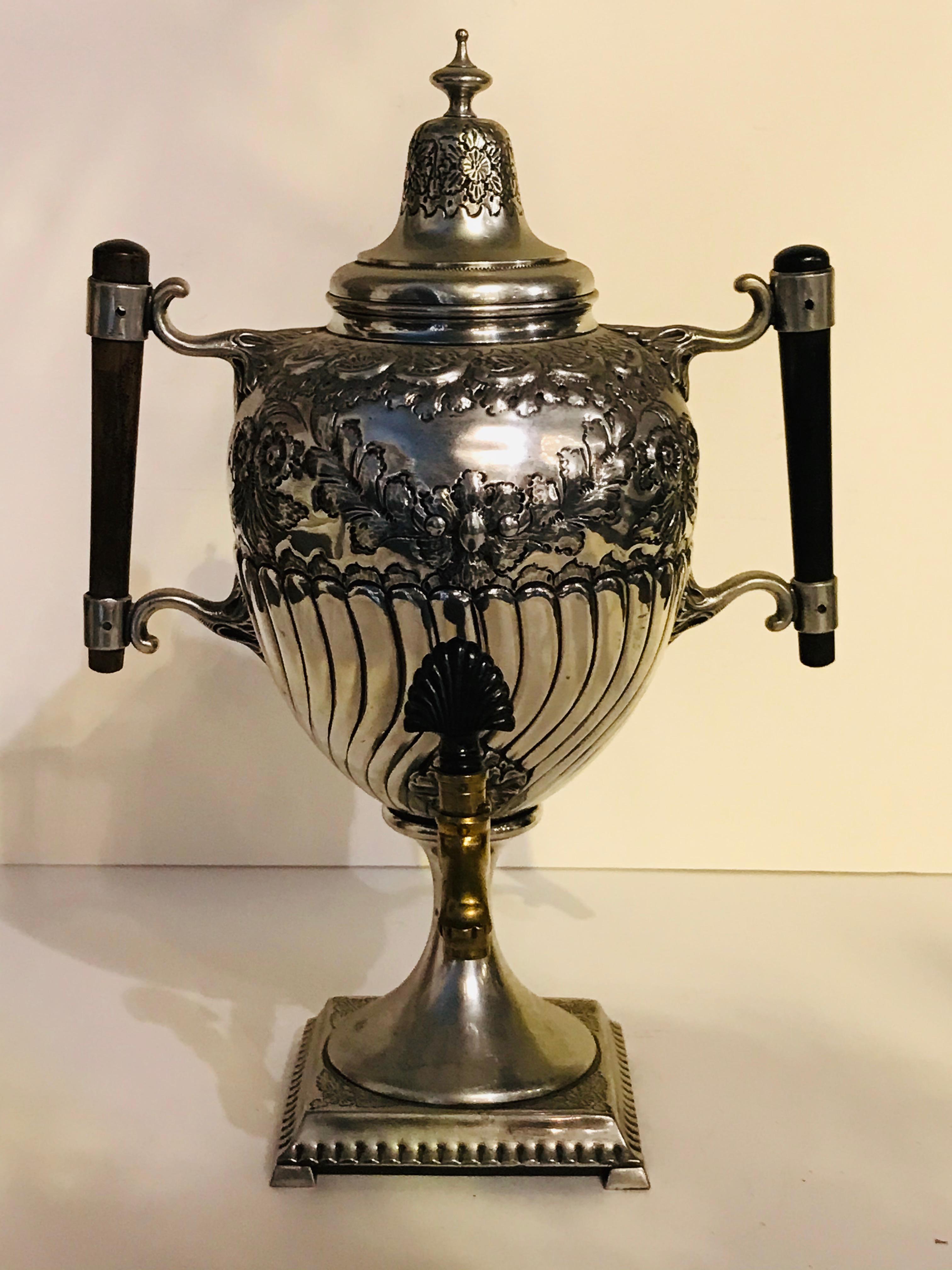 19th Century Vintage Silver Plate Tea Urn For Sale