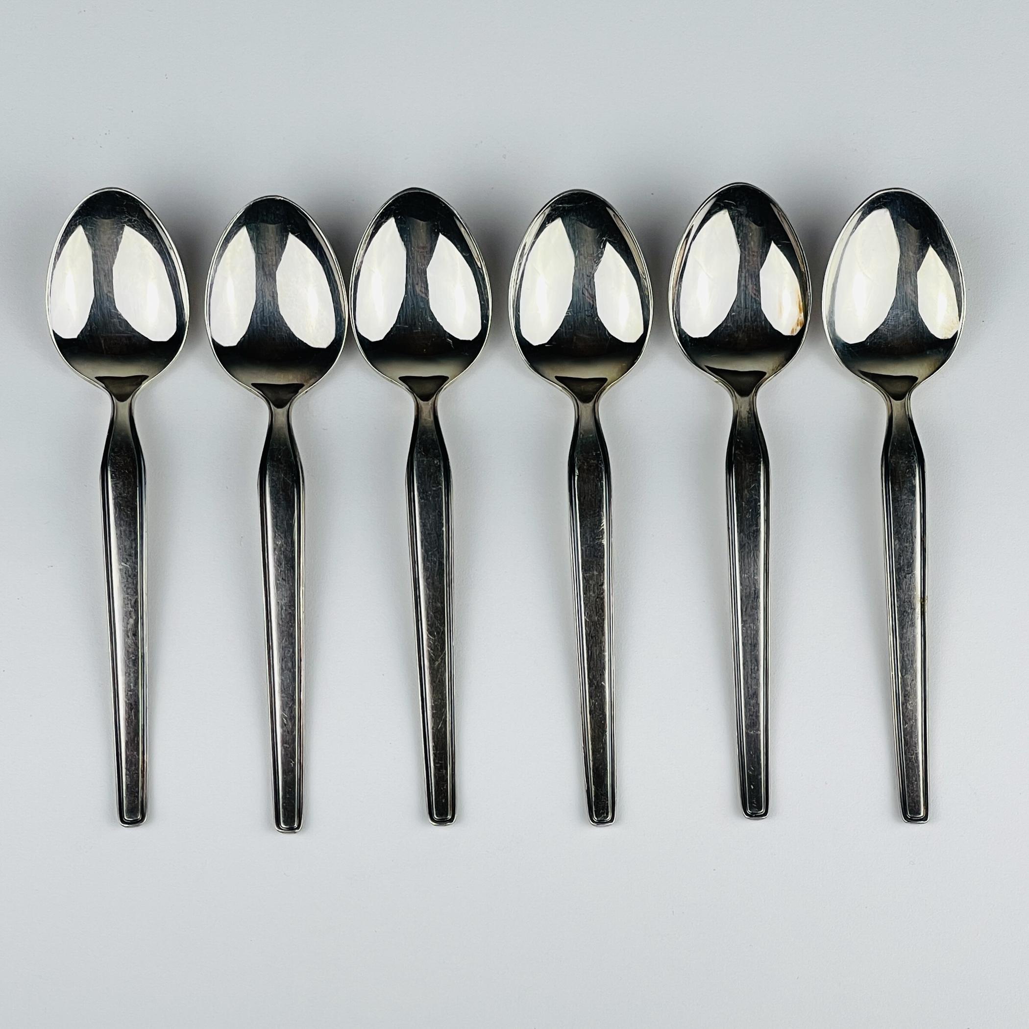 Cucharillas de té de plata vintage de Paul Wirths, Solingen, Alemania, 1950, juego de 6 siglo XX en venta
