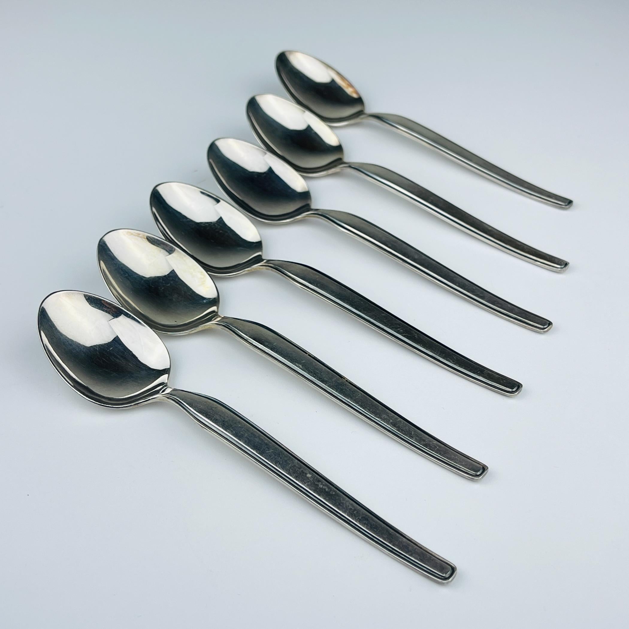 Cucharillas de té de plata vintage de Paul Wirths, Solingen, Alemania, 1950, juego de 6 Chapado en plata en venta