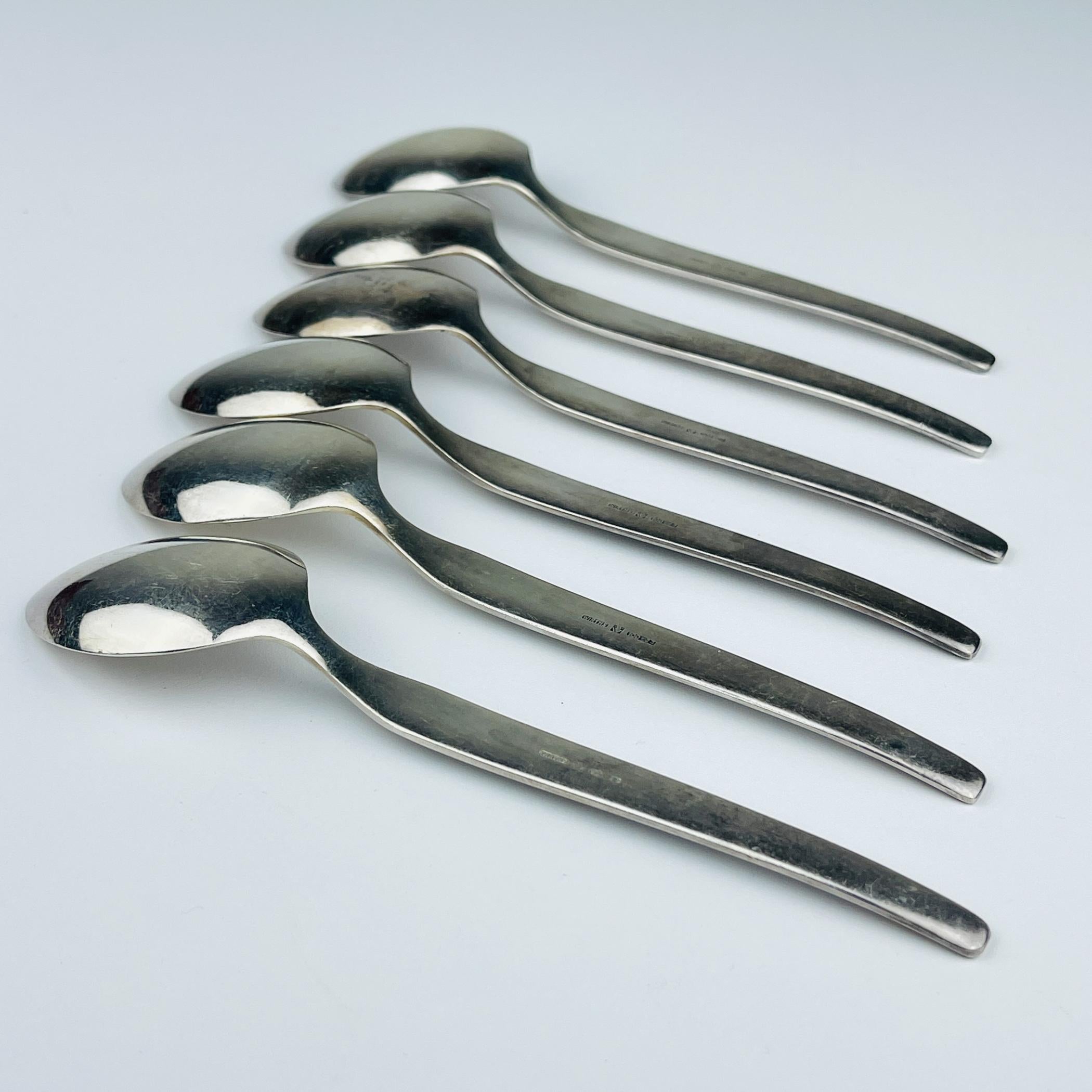 Cucharillas de té de plata vintage de Paul Wirths, Solingen, Alemania, 1950, juego de 6 en venta 1