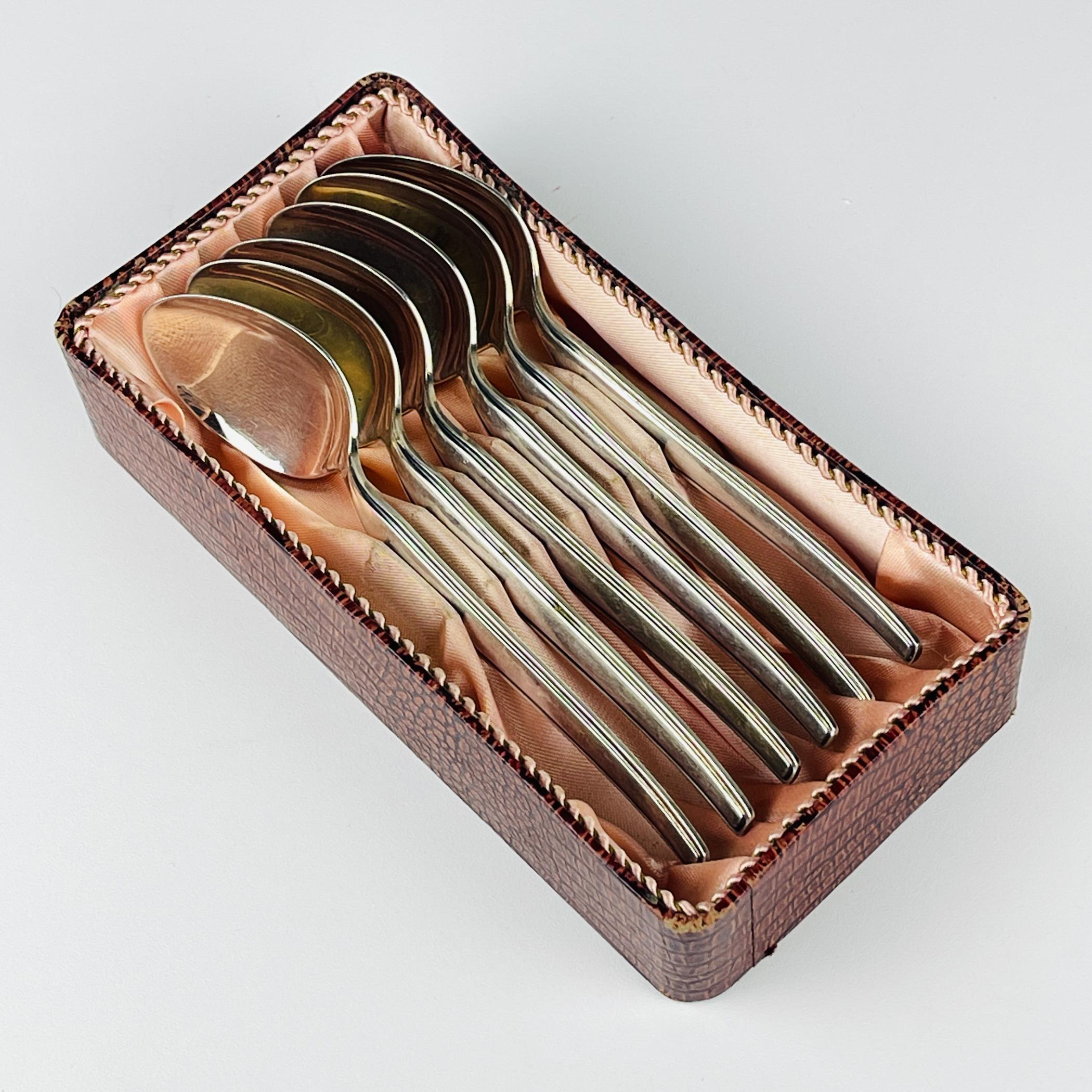 Cucharillas de té de plata vintage de Paul Wirths, Solingen, Alemania, 1950, juego de 6 en venta 2