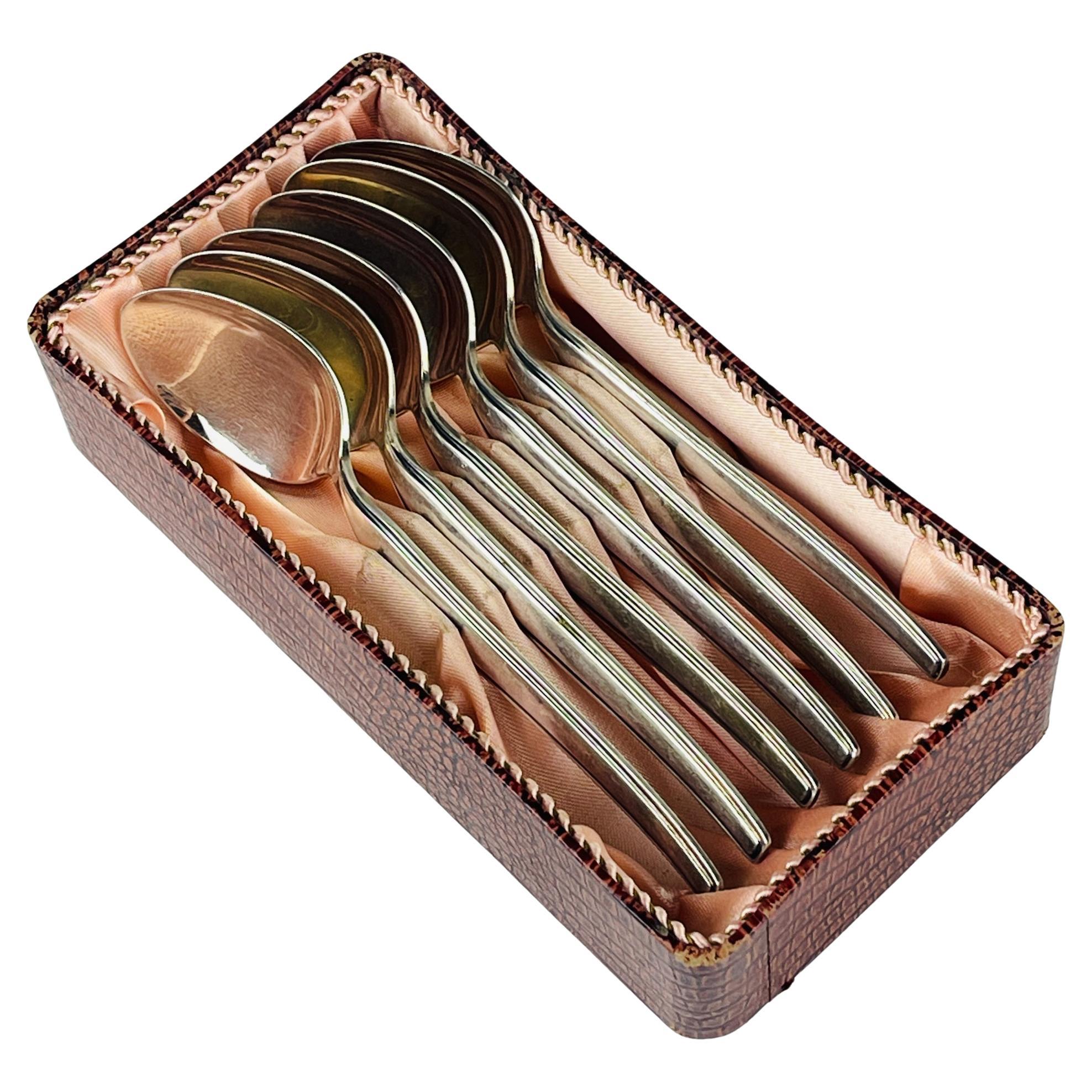 Cucharillas de té de plata vintage de Paul Wirths, Solingen, Alemania, 1950, juego de 6