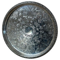 Vintage Silver Plate Tray Featuring Ornate Engraved designs by Lanthe 1960