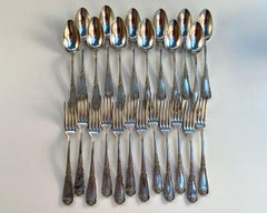 Vintage Silver Plate Utensils 12 Spoons 12 Forks France 1950s