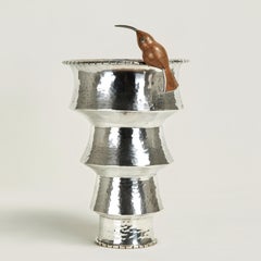 Vintage Silver Plate Vessel with Humming Bird by Emilia Castillo